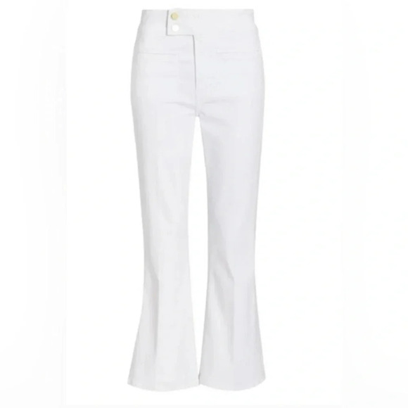 FRAME LE HARDY CROP FLARE WHITE JEANS - Picture 1 of 9